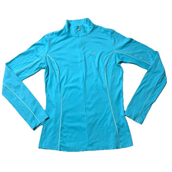 BOGNER Womens Quarter 1/4 Zip Pullover Light Blue Ski Jacket Midlayer Size ML 40 - Picture 1 of 9